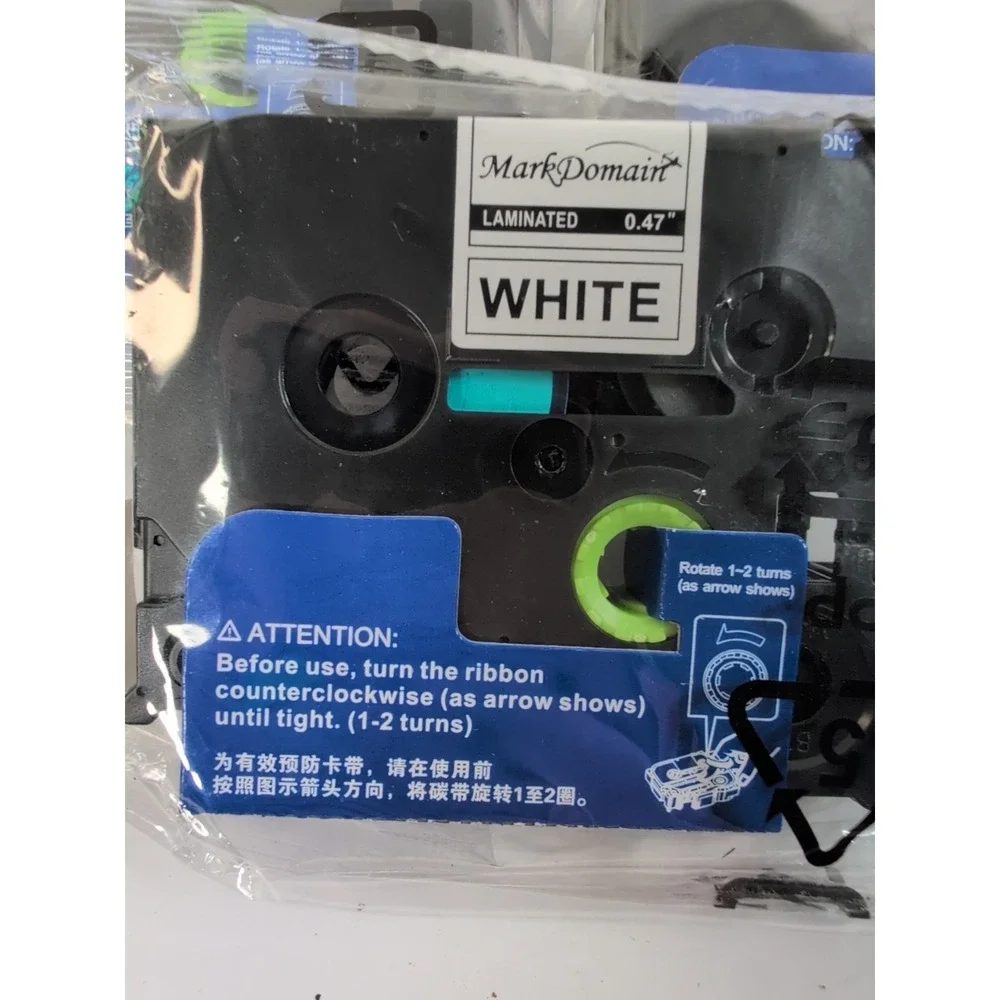 Laminated Tape 12mm 0.47 white / Black compatible with brother New 5 Pack